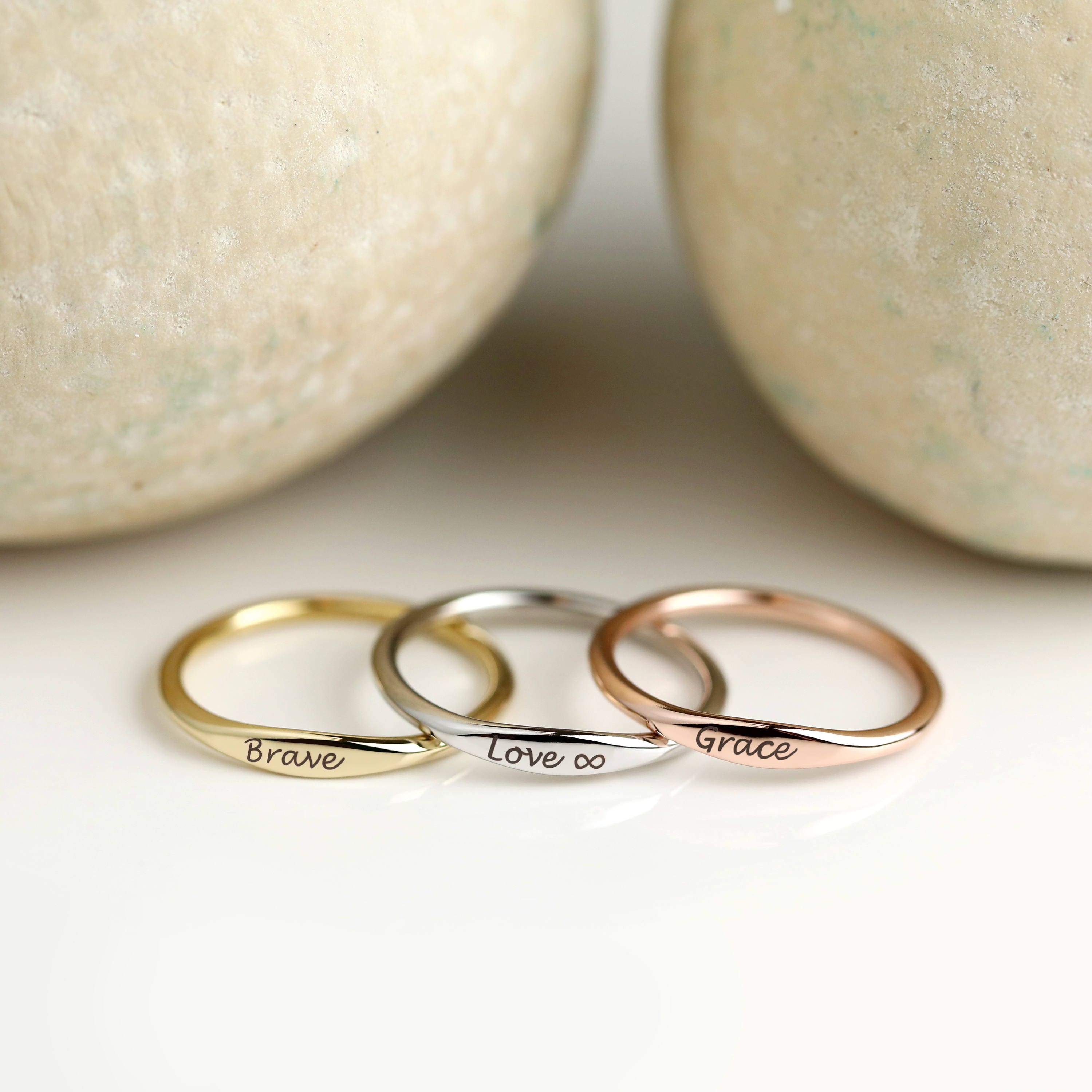 Stackable Names Ring Custom Name Ring Personalized Stacking Etsy