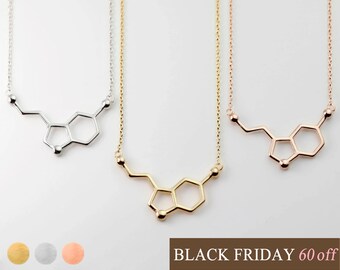 Custom Serotonin Molecule Necklace for Women Best Friend October Birthday Gift Science Theme Handmade Best Friend Jewelry Gift for Her -MSN