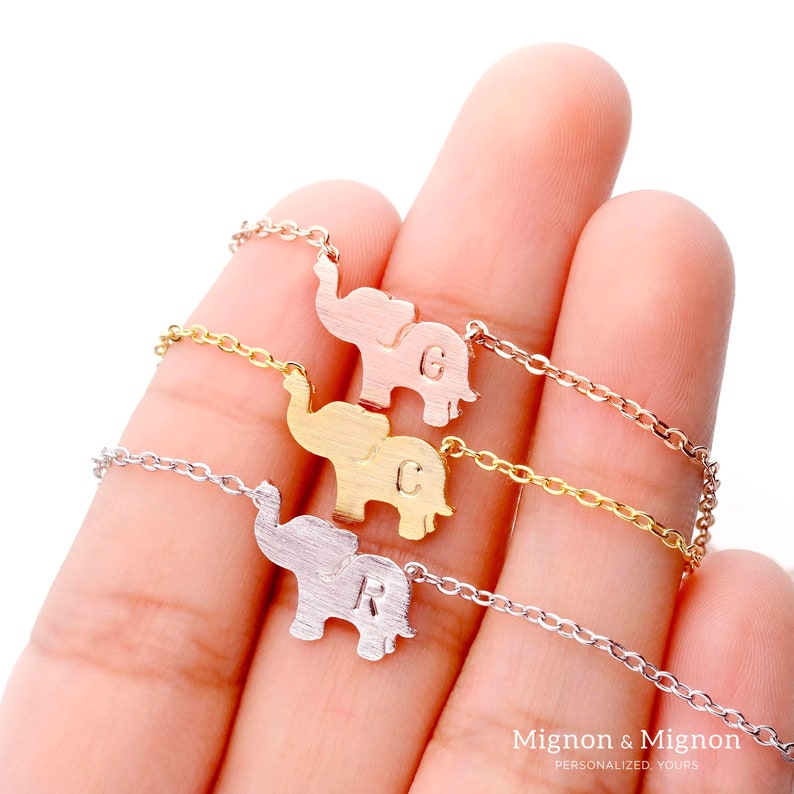 Elefant Initial Halskette für Baby Mädchen Personalisierter Schmuck für Kinder Sommer Schmuck Geschenk Blumenmädchen Vorschlag Bild 2