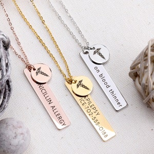 Personalized Medical Alert Necklace Diabetes Personalized Medical ID Necklaces for Women Autism Medical Jewelry Gift Name Necklace image 1