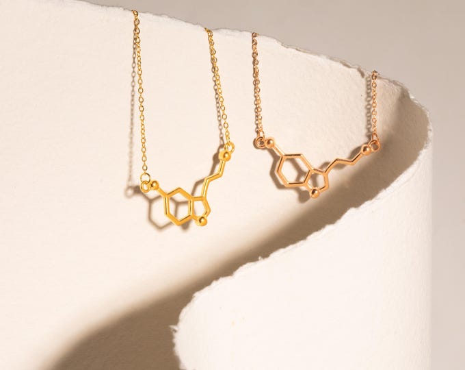 Serotonin Molecule Necklaces Unique Jewelry  for Women Birthday Gift Science Dopamine Chemistry Gifts for Her Dainty Jewelry Gift