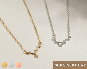 Personalize Zodiac Sign Necklace Horoscope Necklace Gift For Astrology Jewelry For Women Astrology September Birthday Gift Libra Virgo -ZCPN