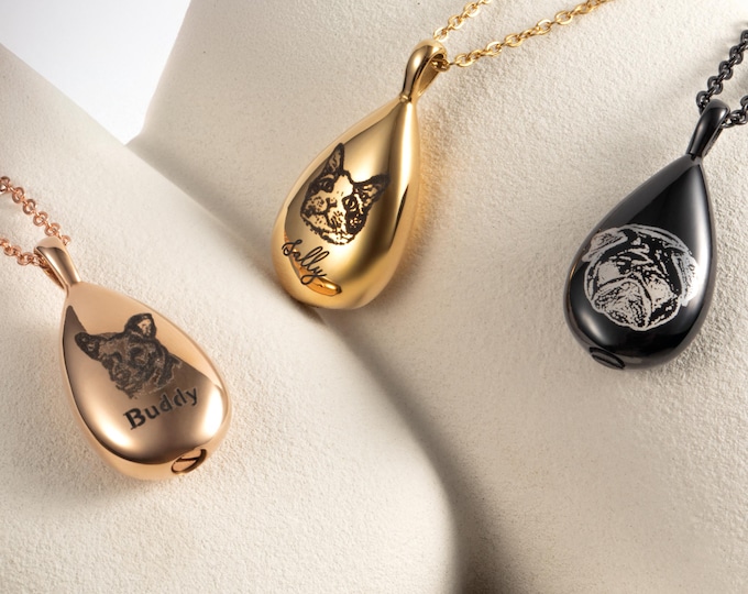 Personalized Cremation Jewelry Pet Urn for Ashes Necklace Pet Urn Necklace For Cat Dog Mom Memorial Gift for Her Engraved Necklace