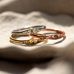 Personalized Jewelry for Her Best Gift for Women Dainty Birth Flower Ring Jewelry Gift Birthday for Her Handmade Engraved Flower Ring