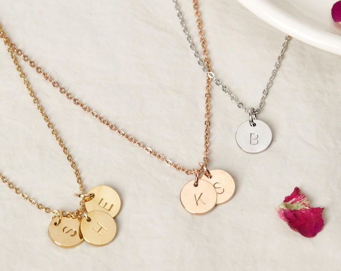 Personalized Custom Gifts for her Mom Birthday Gifts with Initial Multiple Disc Necklace Bridesmaids Jewelry Unique Gift for Her