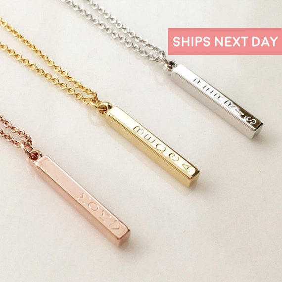 Personalized 4 Sided Bar Necklace for 