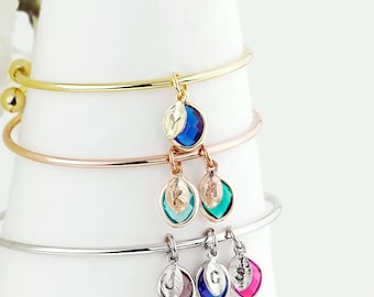 Family Initial Birthstone Bracelet Grandma Gift Custom Spring Jewelry Personalized Mom Gift for Mother in Law Emerald Birthday Gift