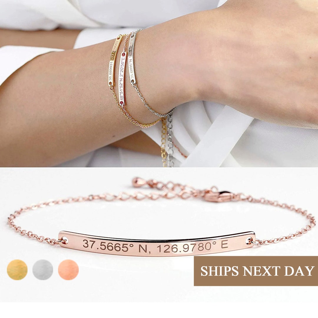 Custom Engraved Bracelet for Women Couples Personalized picture