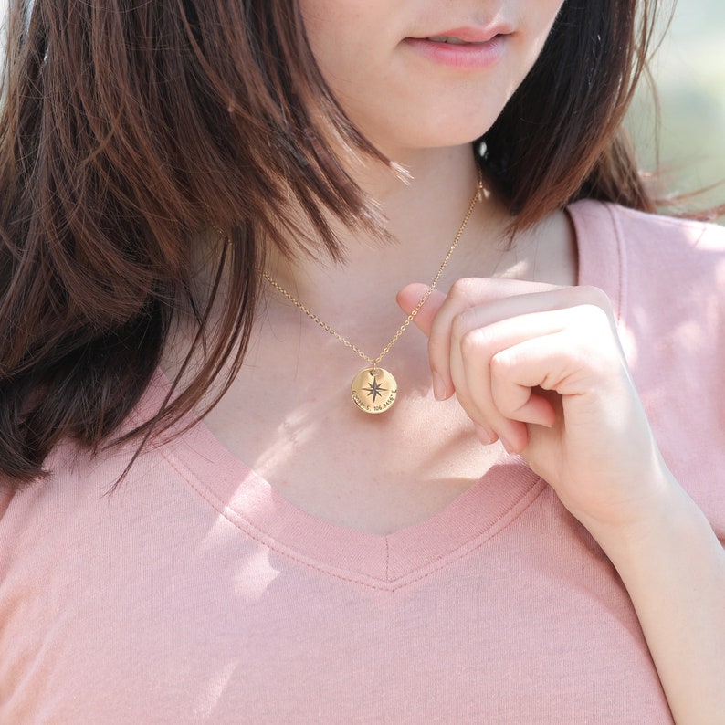 Coordinate Necklace Teacher Gifts Compass Necklace for Etsy