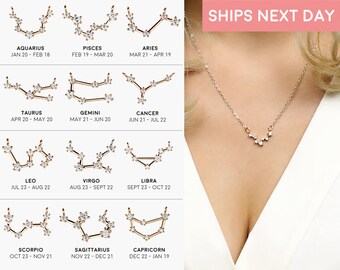 Zodiac Jewelry Celestial Jewelry Constellation Necklace Gift For Women Custom Gemini Cancer Zodiac Necklace Taurus Astrology - ZCPN