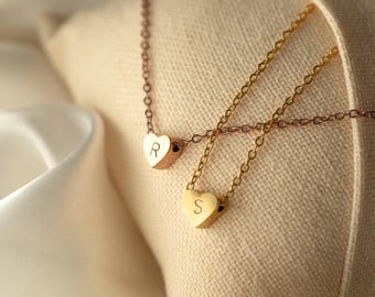 Heart Initial Necklace for Toddler Flower Girl Proposal Gift for Her Girls Personalized Girls Necklace Birthday Unique Mommy and Me Gift