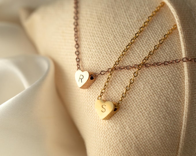 Heart Initial Necklace for Toddler Flower Girl Proposal Gift for Her Girls Personalized Girls Necklace Birthday Unique Mommy and Me Gift
