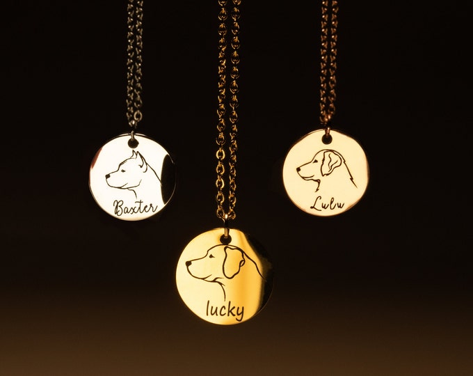Dog Mom Cat Memorial Jewelry Custom Dog Line Drawing Necklace Pet Loss Gift for Pet Gift for Her Unique Pet Gift for Women