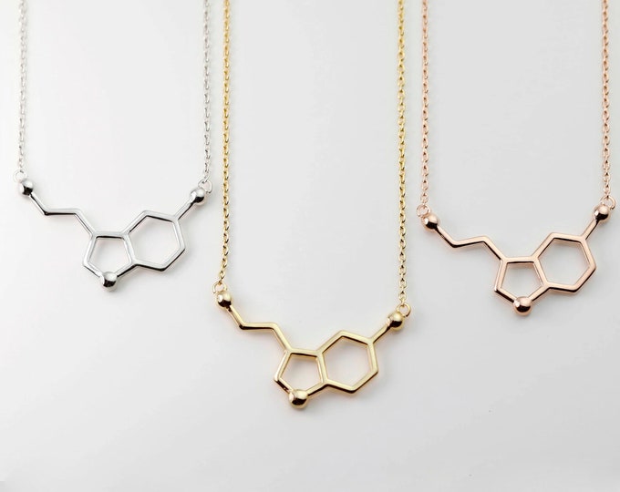 Serotonin Molecule Necklaces Unique Jewelry  for Women Birthday Gift Science Dopamine Chemistry Gifts for Her Dainty Mother's Day Gift