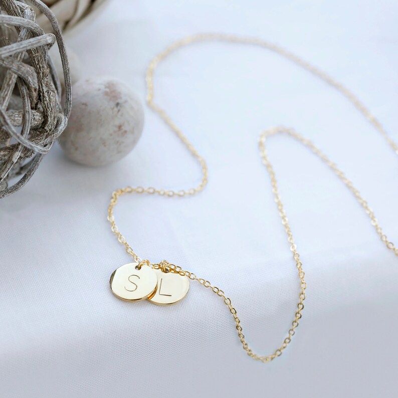 Coin Initial Necklace Mother's Day Gift for Mom Personalized Jewelry Sister Birthday Gifts Bridesmaid Gift BFF Necklace for Women image 2
