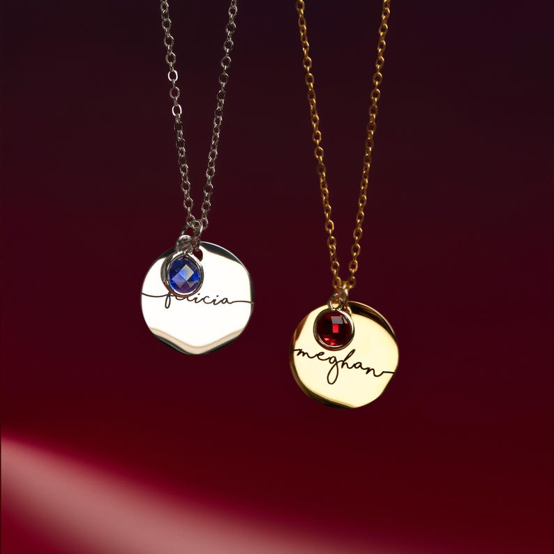 Birthstone Necklace for Women Birthday Gift for Her Personalized Jewelry for New Mom Grandma Kids Name Necklace image 8