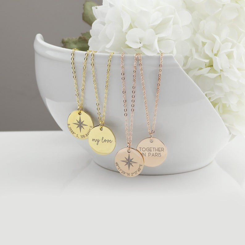 Coordinate Necklace Teacher Gifts Compass Necklace for Etsy