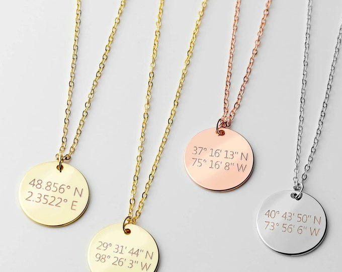 Custom Coordinate Engraved Necklace Personalized Graduation Gift 2024 for Women Best Friends Necklace Bridesmaid Gift for Her BFF Gift