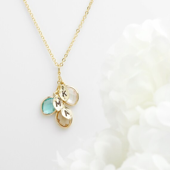 Personalized Jewelry Birthstone Necklace For Mom Family Etsy
