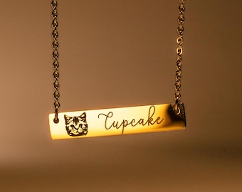 Personalized Pet Portrait Name Necklace , Custom Gift for Dog Moms & Cat Lovers, Pet Loss Memorial Jewelry, Perfect Gift for Her