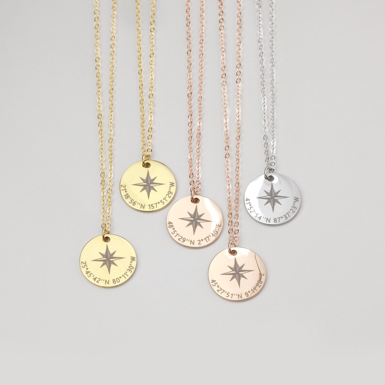 Coordinate Necklace Teacher Gifts Compass Necklace for Etsy