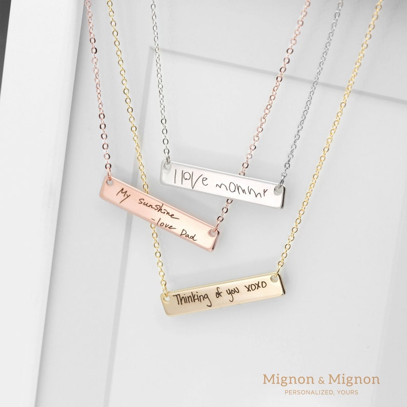 Custom Handwriting Necklace Actual Handwriting Jewelry Handmade Jewelry Personalize Engraved Gift for Women Mom Grandma from Daughter image 5
