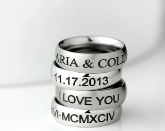 Personalized Engraved Ring Fathers Day Gift from Son Daughter Gift for Boyfriend Custom Matching Rings Dad Gift Papa Gifts Unique