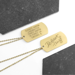 Collar con placa de identificación grabada para él, regalo para el Día del Padre, placa de identificación mate personalizada para novio, collar con placa militar con mensaje personalizado.
