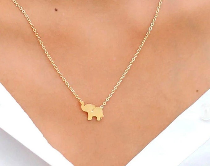 Elephant Initial Necklace for Baby Girl • Personalized Name Jewelry for Kids •  Jewelry Gift Flower Girl Proposal