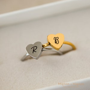 Gold Stackable Initial Ring For Women Personalized Gift Jewelry for her Birthday Gift Anniversary Gift for Her Personalized Handmade