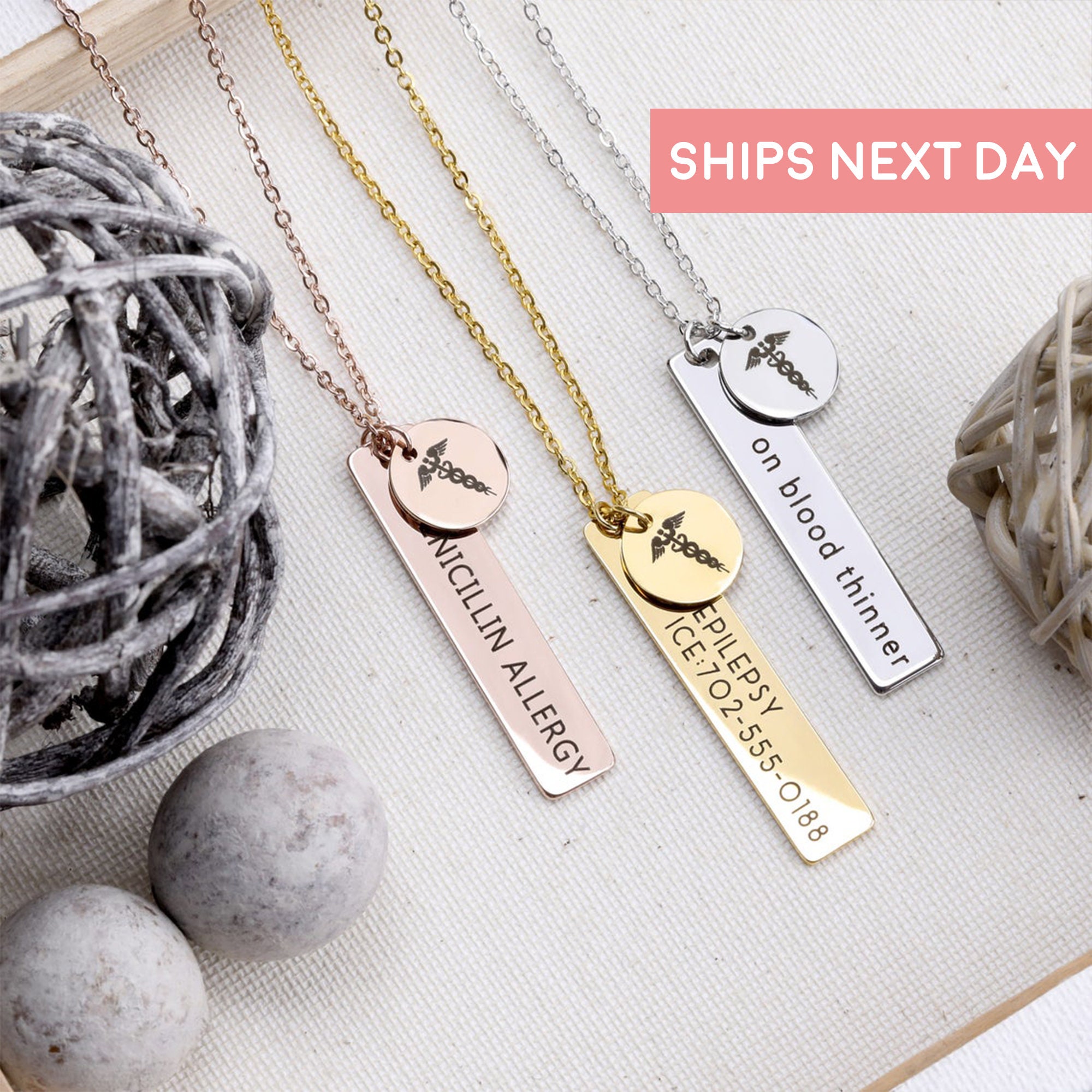 Personalized Medical Alert Necklace Diabetes Medical ID | Etsy Personalized Medical Alert Necklace Diabetes Medical ID | Etsy