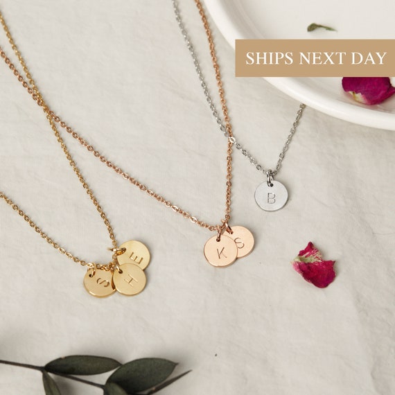Handmade Initial Coin Necklace 