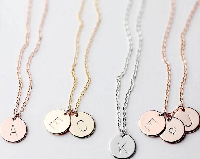 Personalized Custom Gifts for her Mom Mothers Day Gift Birthday Gifts Initial Multiple Disc Necklace Bridesmaids Jewelry Unique Gift for Her