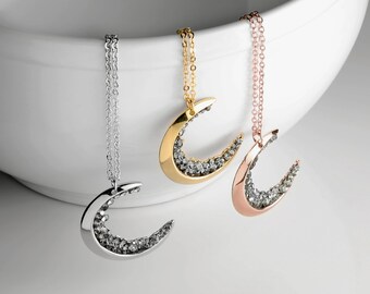 Brand New & Boxed. INSPIRATIONS Crystal Moon Pendant & Chain 