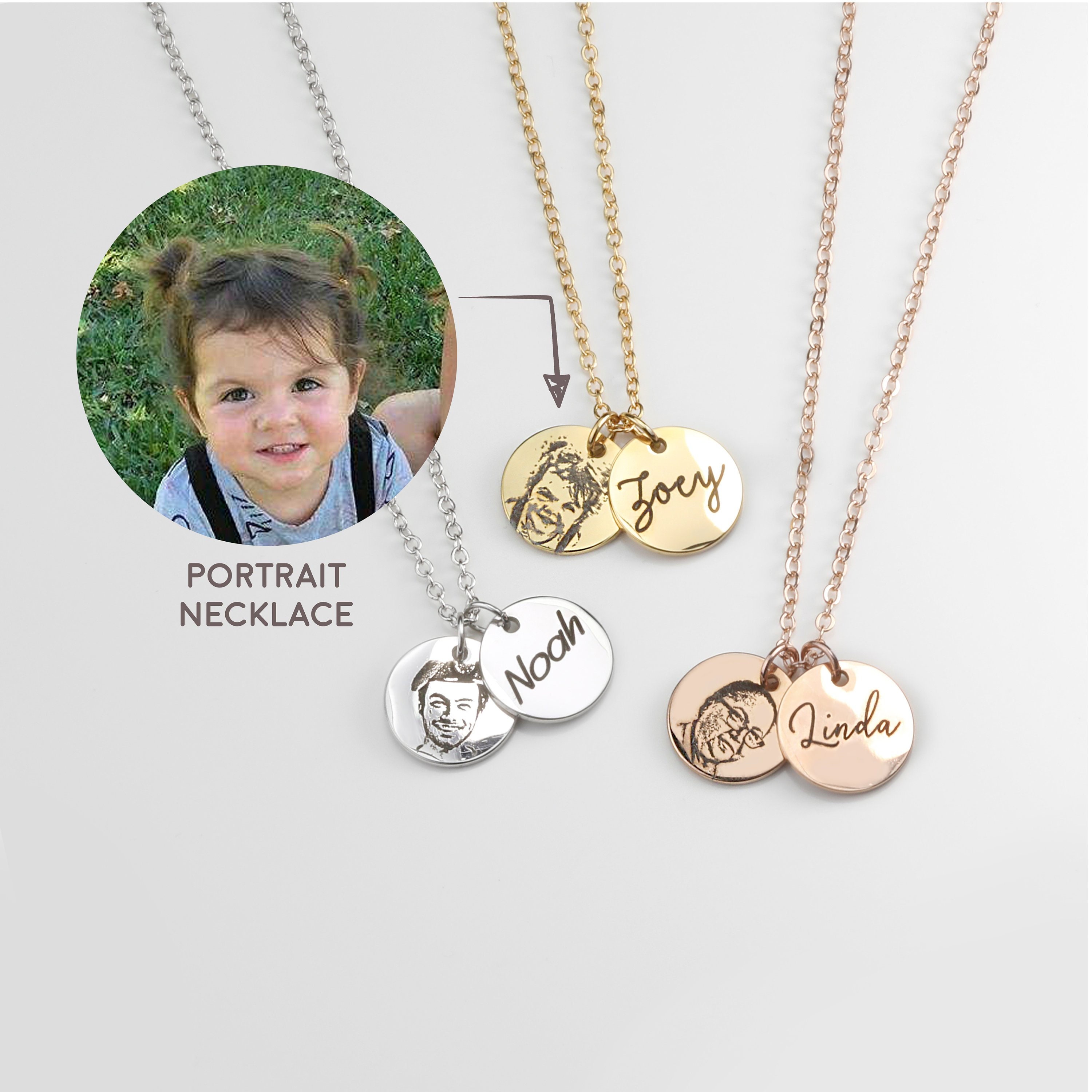 Custom Portrait Necklace Mom Gift 
