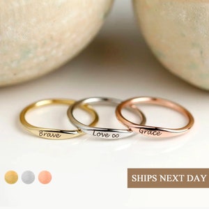 Custom Engraved Ring Name Ring Matching Rings for Couples Personalized Jewelry with Children Names Friendship Jewelry Stackable Ring