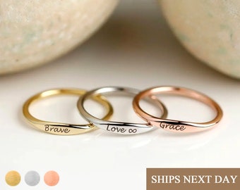 Custom Engraved Ring Name Ring Matching Rings for Couples Personalized Jewelry with Children Names Friendship Jewelry Stackable Ring