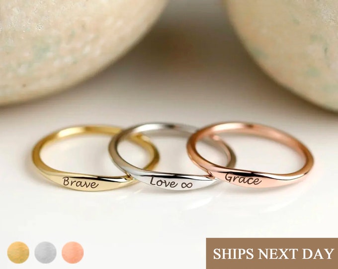 Custom Engraved Ring Name Ring Matching Rings for Couples Personalized Jewelry with Children Names Friendship Jewelry Stackable Ring