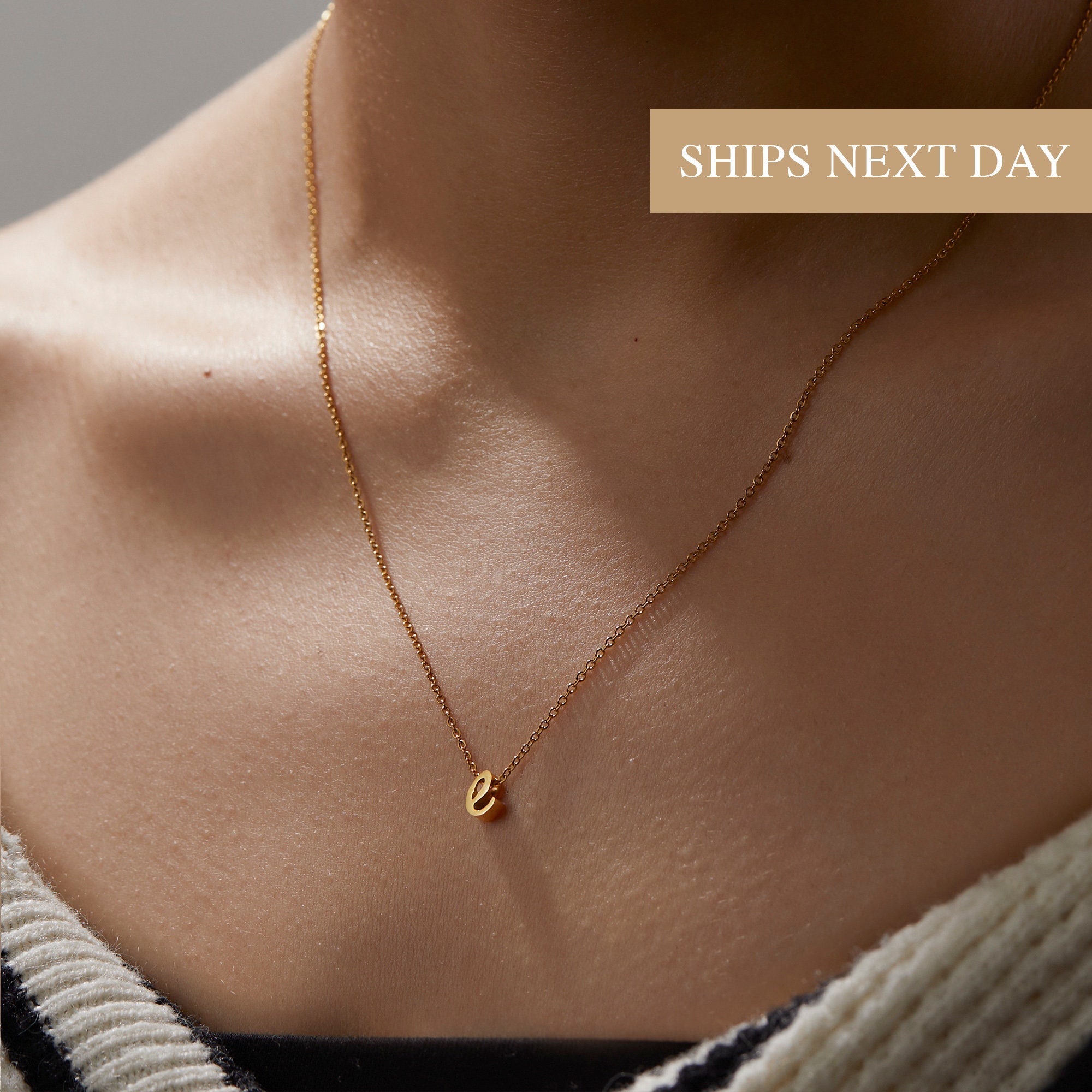 Minimalist Simple Initial Necklace 