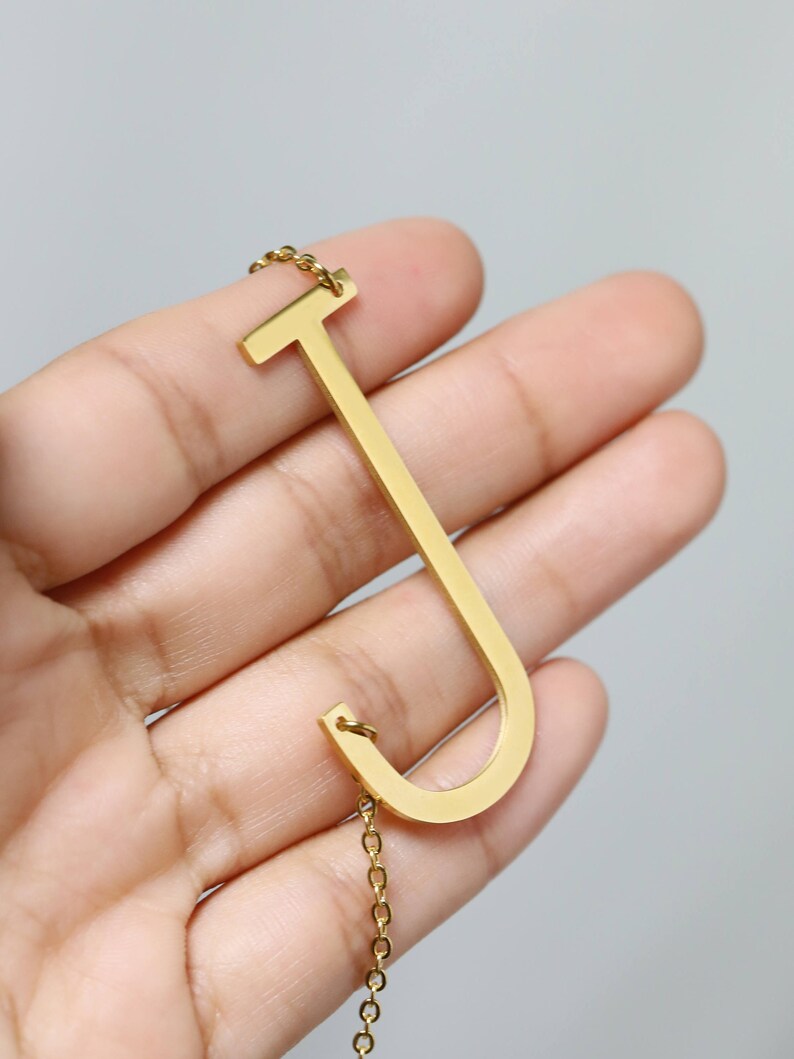 Sideways Initial Necklace for Women Large Initial Necklace Etsy