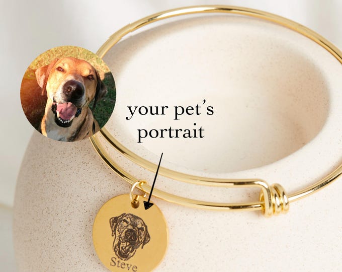 Personalized Pet Portrait Bracelet Custom Dog Picture Charm Jewelry for Dog Cat Lover Pet Gift for Dog Mom Pet Mementos