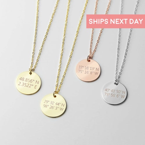 Custom Coordinate Engraved Necklace 