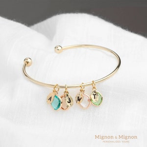 Birthstone Bracelet Mother's Day Gift For Her Mom Personalized Jewelry Grandma Gift Family Birthstone Initial Aquamarine Expecting Mom Gift image 8