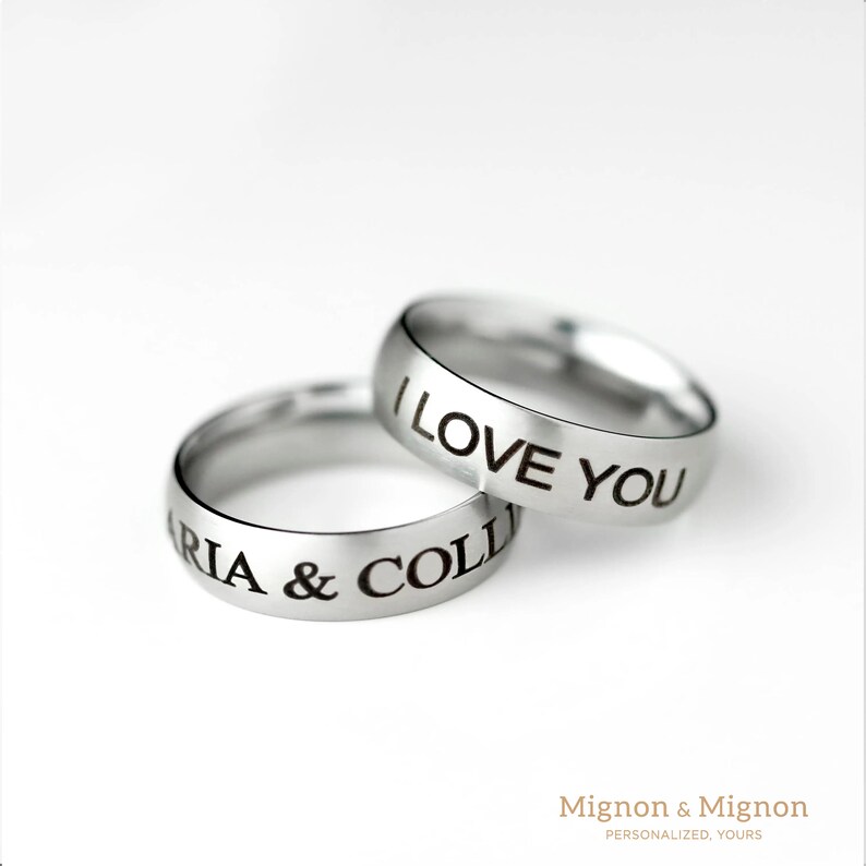 Personalized Engraved Ring Fathers Day Gift from Son Daughter Gift for Boyfriend Custom Matching Rings Dad Birthday Papa Gifts Unique image 3