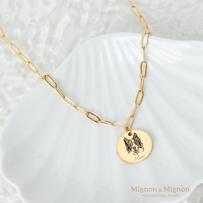 Custom Pet Portrait Necklace Dog Memorial Gift for Women Etsy