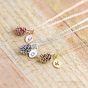 Custom Pinecone Initial Necklace Personalized Gifts for Mother's Day Gift Necklace Dainty Pine Jewelry Baby Girl Gift Unique Jewelry image 4