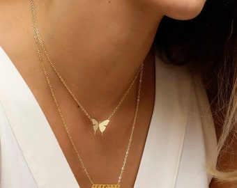 Collar de mariposa de oro rosa para mujer, gargantilla con inicial de mariposa, collar con dije de mariposa, regalo del Día de la Madre para ella