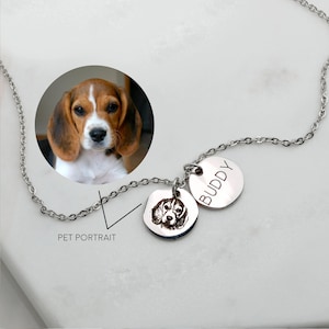 Custom Pet Portrait Necklace Personalized Cat Dog Mom Jewelry for Her Memorial Gifts for Dad Birthday Gift for Dog Cat Lover