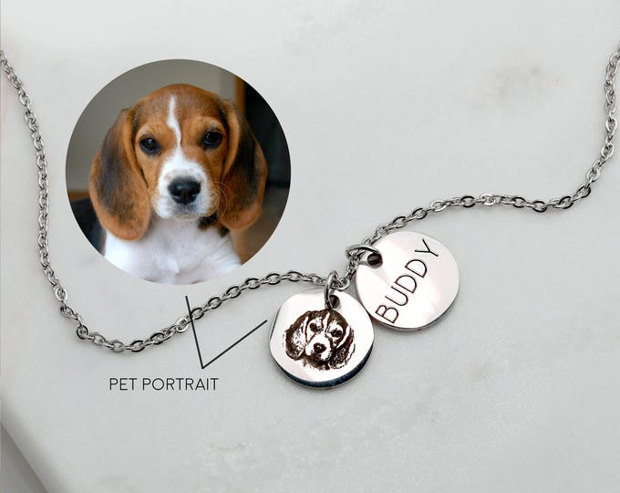 Custom Pet Portrait Necklace Personalized Cat Dog Mom Jewelry for Her Memorial Gifts for Dad Birthday Gift for Dog Cat Lover