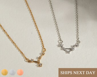 Zodiac Necklace Libra Scorpio Horoscope Necklace for Women Personalized Birthday Gifts Astrology Necklace Celestial Jewelry Virgo Leo -ZCPN